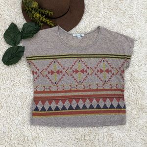 Gray Top with Tribal Print